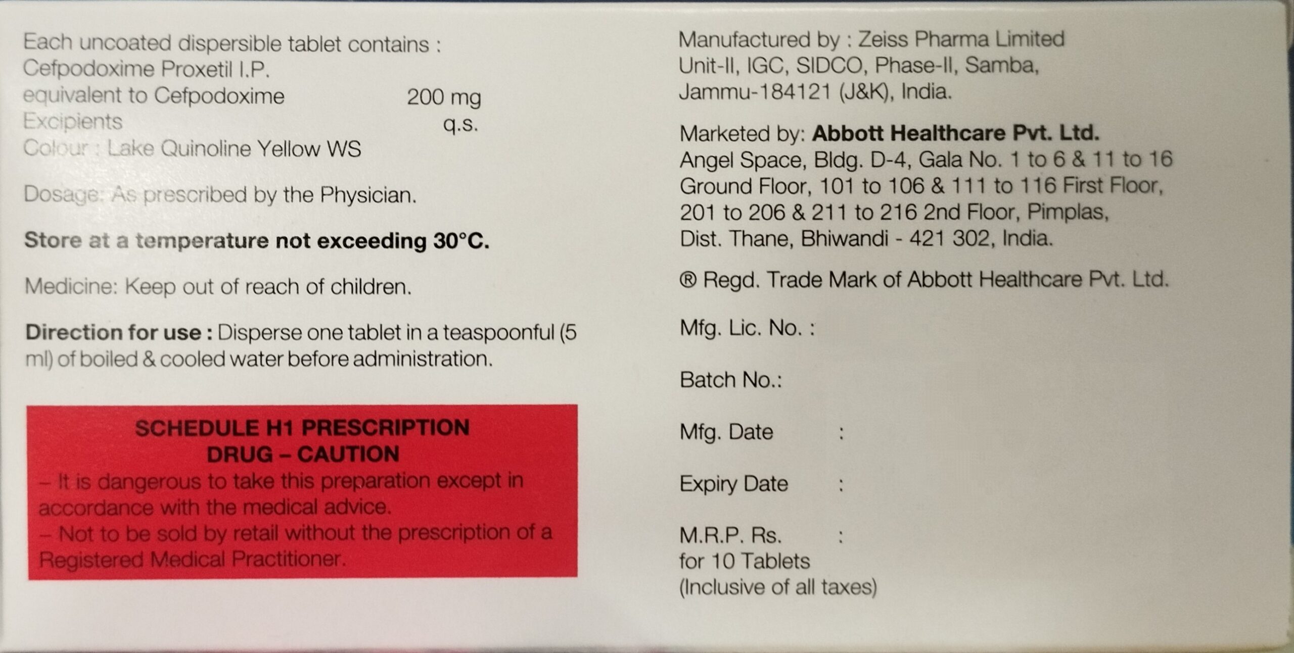 Zidime-200 Tablets - Image 2