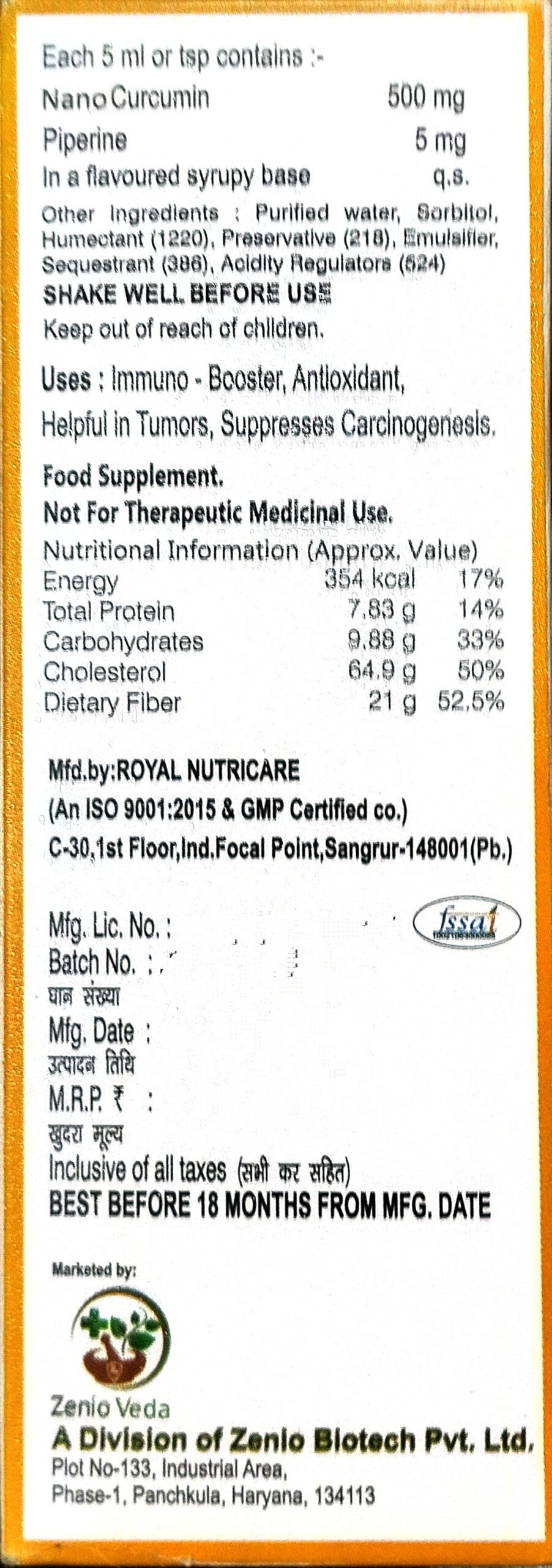 Curcuzen Syrup 100ml - Image 2